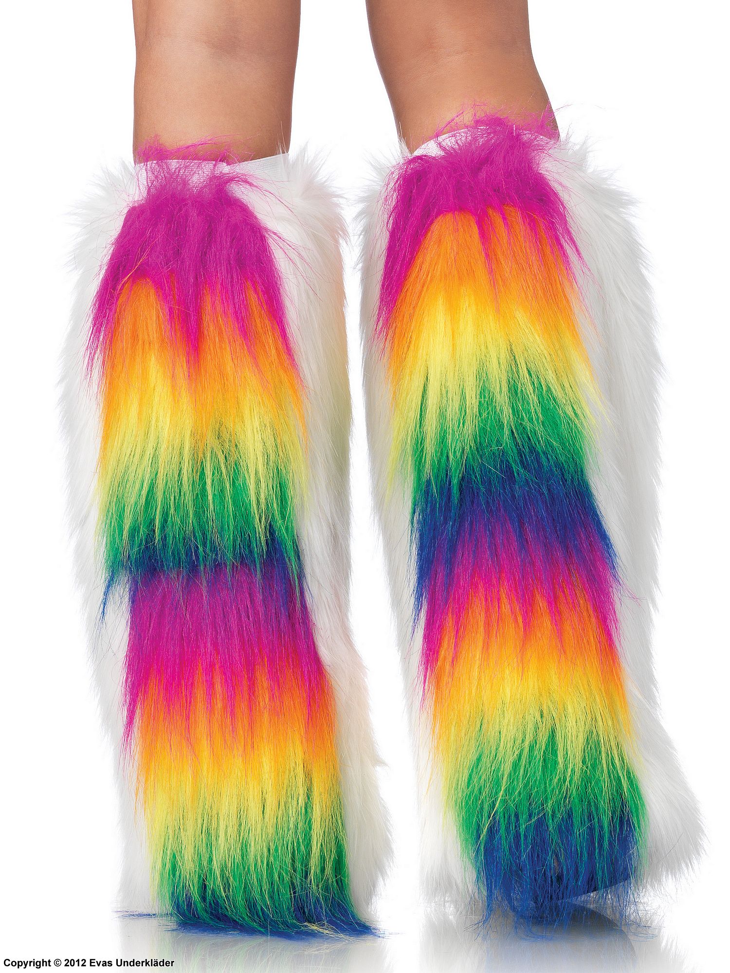 Rainbow back furry leg warmers